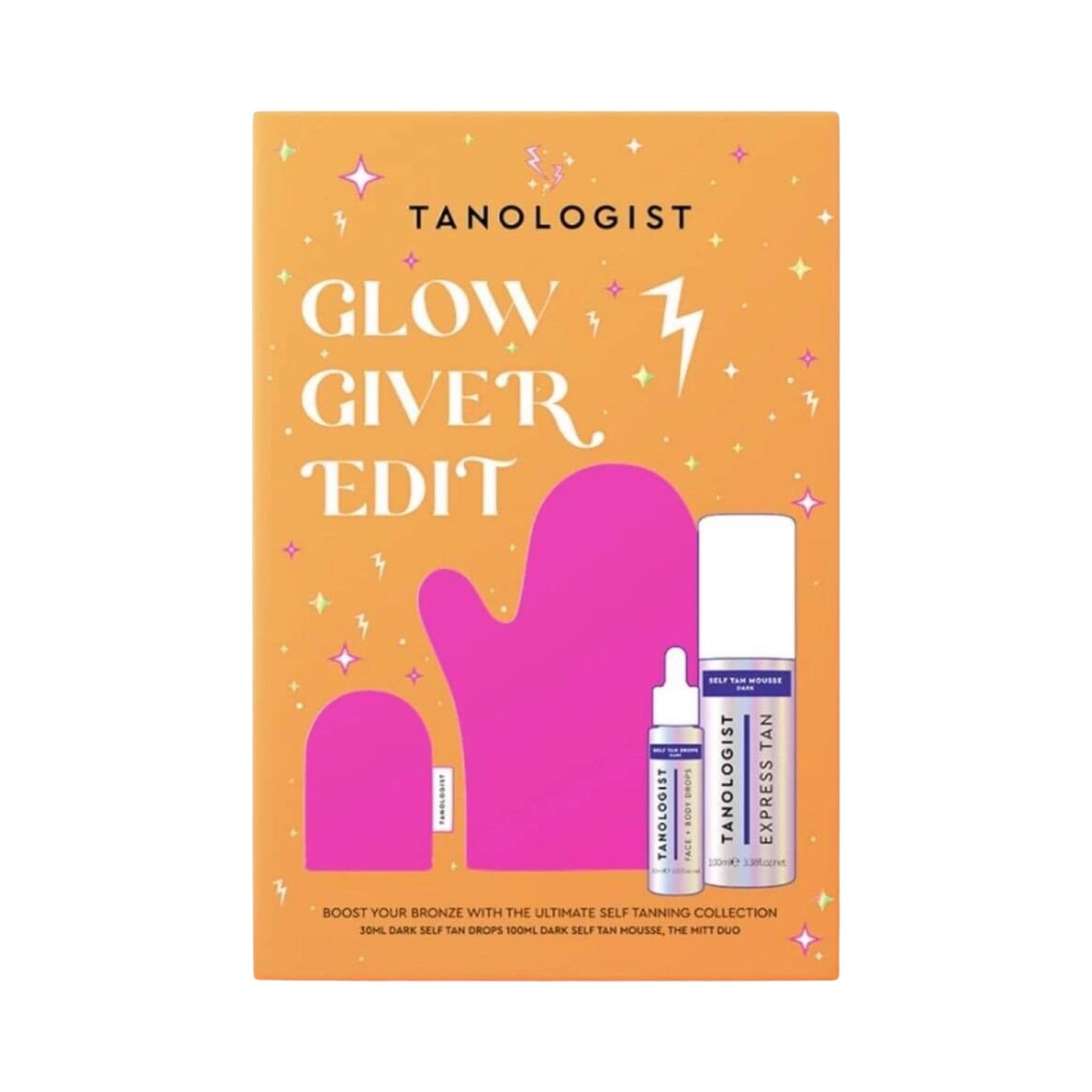 Tanologist Glow Giver Edit Set Dark Self -Tan Mousse, Drops & Mitt Duo