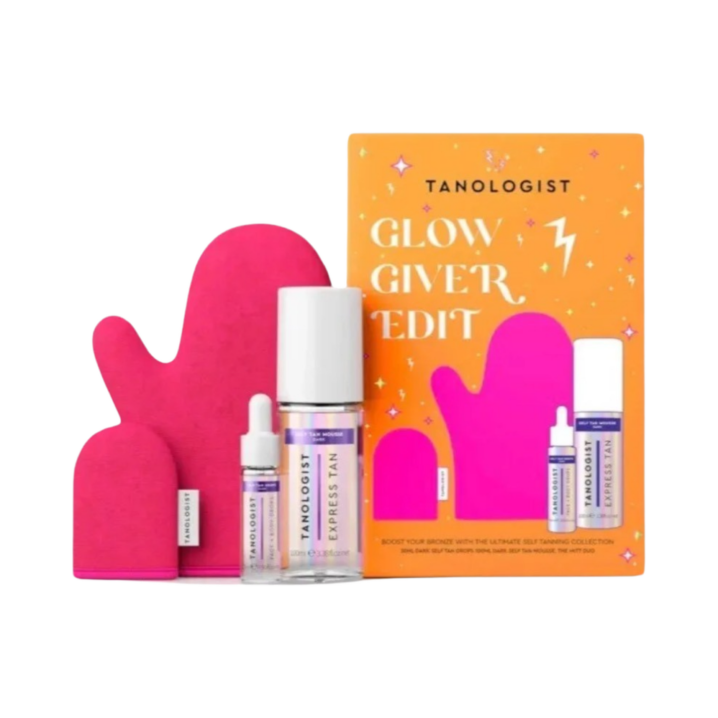 Tanologist Glow Giver Edit Set Dark Self -Tan Mousse, Drops & Mitt Duo