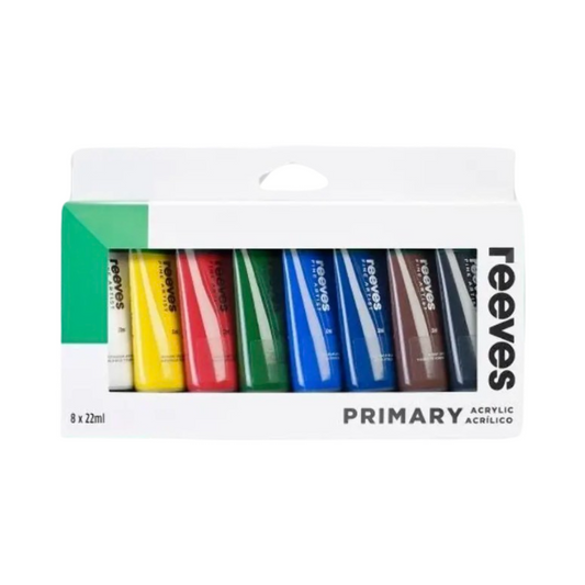 Reeves Acrylic Set 8 x 22ml Primary Colours