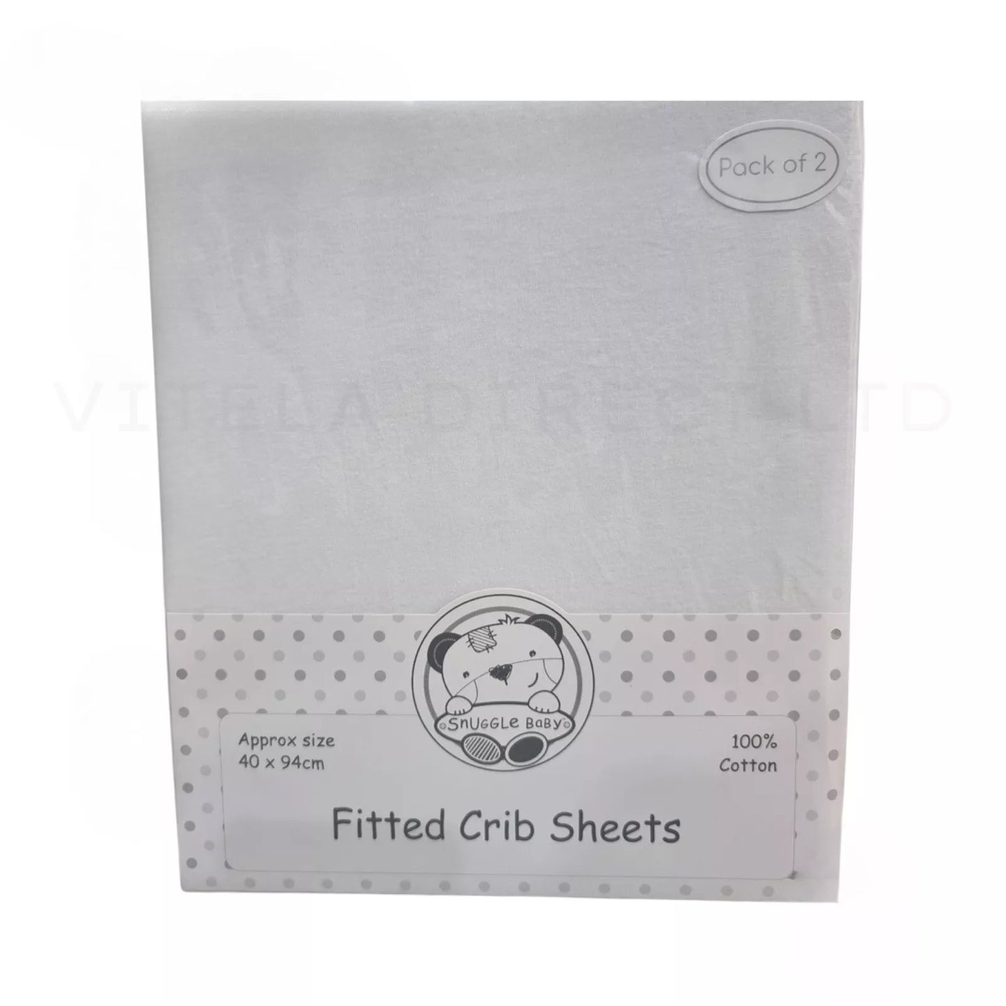 Pack of 2 Snuggle Baby Fitted Cot Sheets 100% Cotton 60x120 approx.