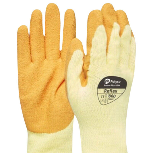 10 Pairs Polyco 860 Reflex Men Work Gloves Latex Palm Coating Size 10